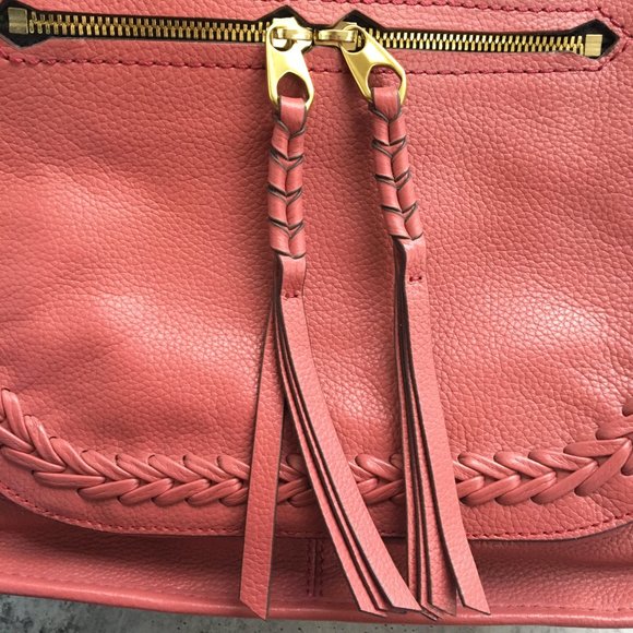 Oryany "Sarah" Pebble Leather Satchel with Braiding Detail, Marsala (Warm Rose) - Picture 14 of 15